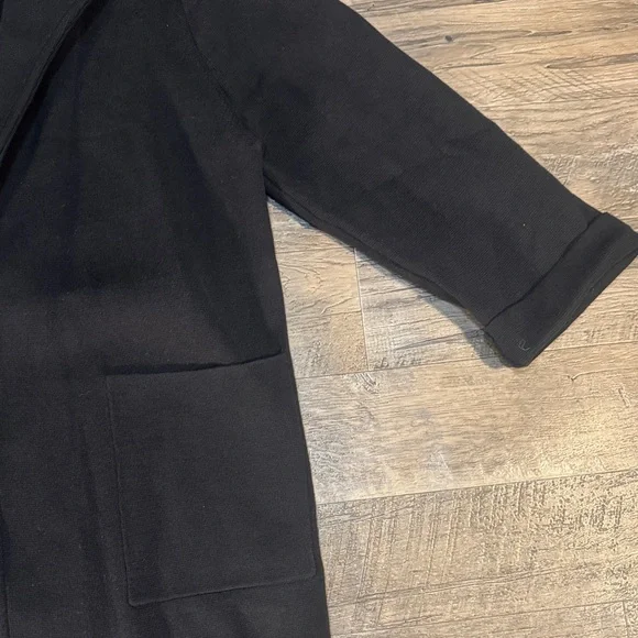 Quince 100% Cotton Black Open Front Knit Quarter Sleeve Cardigan - Size M - Picture 4 of 12